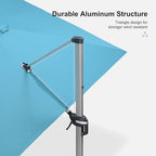 PURPLE LEAF 10' X 13' Patio Umbrella, Rectangle Outdoor Cantilever Umbrella, Aluminum Offset Umbrella with Champagne Frame and 360° Rotation for Pool Deck Garden, Turquoise Blue
