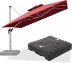 PURPLE LEAF 11 FT Cantilever Patio Umbrellas with Base Included, Large Square Offset Umbrella with 360° Rotation, Outdoor Aluminum Pool Umbrella for Pool Lawn Garden, Terra