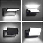 60W LED Outdoor Wall Lights with 360°Rotation, Flood Lights Outdoor 5000K 4000K 3000K 3 Colors Changeable,Outside Sconce Security Lights for Garage Barn Front Porch