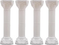Roman Columns Wedding Column Stand Roman Pillar Plant Stand Plastic Greek Column Statue Pedestal Flower Pot Holder Decor Wedding Event Party Elegant Decorative Column (White, 4Pcs, 10.63x34.65 Inch)