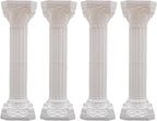 Roman Column Pedestal, Plastic White Columns for Weddings Indoor/Outdoor Roman Pillar Stand for Table Sculptures, Vase, Garden Decor (4PCS, 10.6 x 34.6 Inch Round)