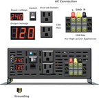 WZRELB 4000W 24VDC 120VAC Pure Sine Wave Power Inverter, 2 AC Outlets, Wired Remote Control, RV