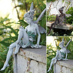 Fairy Garden Figurines Outdoor,Sitting Fairy Statues,Resin Garden Sculptures & Statues,Angel Figurines for Outside(White)