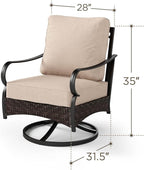 Swivel Patio Sofa Chairs - 2 PCS Outdoor Swivel Rocker Armchairs, Patio Seating with High Back Deep Seat for Porch Deck Balcony