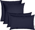 RSH DECOR: Sunbrella Lumbar & Square Pillows Set of 4 | 20" x 12" & 17" x 17" | Water and Fade-Resistant Performance Fabric | Outdoor Throw Pillows for Patio Furniture | Canvas Navy