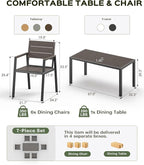 Outdoor Dining Chairs Set of 2, HDPS + Aluminum Patio Dining Chairs with Ergonomic Design and Wide Seat, 2 Piece Outdoor Chairs for Garden, Backyard, Deck (Charcoal)