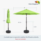 9FT Patio Umbrella Outdoor Table Umbrella w/Push Button Tilt and Crank, 8 Sturdy Ribs, UV Resistant Waterproof Market Umbrella for Pool, Deck, Backyard, Garden, Apple Green