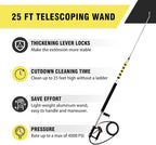 JANZ 25 FT Pressure Washer Telescoping Wand with Power Washer Extension Wands, Brush Head, Gutter Cleaner, 7 Spray Nozzle Tips, 2 Hose Adapters and Support Belt