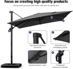Hotime 10ft Patio Umbrella Outdoor Patio Height adjustable and Windproof, Heavy Duty Aluminum Square Offset Patio Umbrella Cantilever Pool Umbrella with 360°Rotation for Garden Deck Pool, Gray