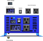 600W Pure Sine Wave Inverter 12v to 110v 120v Solar Power Inverter dc to ac Dual US Plug for Car (600W12V-cable)