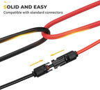 BougeRV 6 Feet 10AWG Solar Extension Cable with Solar Connector on Both End with Extra Pair of Connectors Solar Panel Adaptor Kit Tool (6FT Red + 6FT Black)