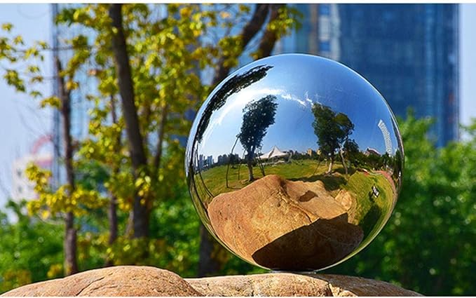 8pcs 2.4-6in Mirror Garden Spheres, Seamless Silver Stainless Steel, Props for Photography, Colorful Home Addition