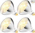 250W R40 White Heat Lamp Bulbs (4-Pack), Infrared Heat Bulbs, Infrared Therapy Bulbs for Bathroom, Sauna, Pets & Chickens, 2,000 Hour Rated, E26 Base