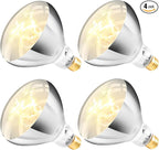 250W R40 White Heat Lamp Bulbs (4-Pack), Infrared Heat Bulbs, Infrared Therapy Bulbs for Bathroom, Sauna, Pets & Chickens, 2,000 Hour Rated, E26 Base