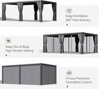 Aoxun Louvered Pergola 12' x 20' Outdoor Aluminum Pergola with Adjustable Top for Decks, Gardens and Backyards, Gray