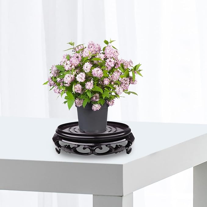 Hapivida Plant Stand, 5.3in Round Plant Riser Decorative Display Flower Holder Vase Rack Holder Planter Tray Oriental Style Furniture Indoor for Desktop Counter Room