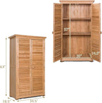S AFSTAR Outdoor Storage Shed, Wooden Tool Storage Shed w/Detachable Shelves & Pitch Roof & Shutter Vents, Garden Storage Cabinet for Backyard Patio Deck Porch, 34.5”L x 18.5”W x 63”H, Natural