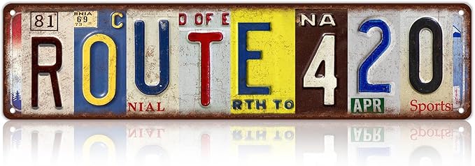 Vintage ROUTE 420 Wall Decor Street Signs Bar Garage Metal Tin Signs 16 x 4 Inches