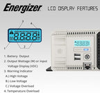 Energizer 3000W Pure Sine Wave Inverter 12V DC to 120V AC Converter for RV, Truck, Off-Grid Solar Power Inverter 12V to 110V W/QC 3.0A Each USB Port, AC Hardwire Port, Remote Cables Fuse Included