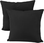 idee-home Outdoor Pillows with Inserts Included, Patio Outside Square Pillows Waterproof Set of 2, 18 x 18 inch Black