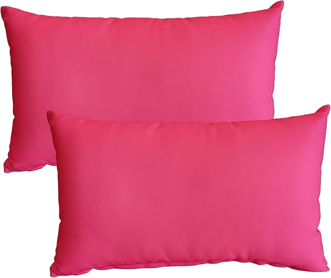 ADLIVWYD Lumbar Pillows for Indoor Outdoor uses,Waterproof Removable Cover with Zipper Outdoor Pillows Set of 2 for Patio Furniture,12×20 Inch (Pink)