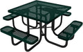 COATEDOUTDOORFURNITURE Heavy-Duty Portable Outdoor Picnic Table with Umbrella Hole, Punched Steel Commercial-Grade Patio Dining Furniture Made in America (46" Square Top, Dark Green)