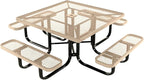 COATEDOUTDOORFURNITURE Heavy-Duty Portable Outdoor Kids Table with Umbrella Hole, Expanded Metal Kids Picnic Table, Commercial-Grade, Made in America (46 in, Square, Childrens, Tan)