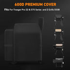 Heavy Duty Waterproof Wood Pellet Grill Smoker Cover, UV Resistant Full Length BBQ Grill Cover Compatible with BAC503 Traeger Pro 22 / Pro 575 Series, Lil' Tex Grill and More, All Weather Protection
