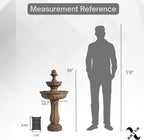 XBrand 39" 2-Tier Outdoor Freestanding Solar Water Fountain – Classic Sand Stone Resin Bird Bath with Pump – Solar Powered Garden Decor for Patio, Yard, Porch, and Lawn