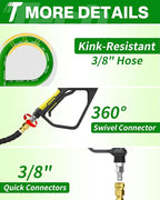 Pressure Washer Hose 75FT 3/8" for Cold and Hot Water 212°F, with Swivel Quick Connect, 4500PSI Kink Resistant Grade Steel Wire Braided, Power Washer Hose With 2pcs M22-14mm Adapter