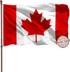 Outdoor Canadian Canada Flag Banner 3x5 Double Sided- 3Ply 240D 4 Rows Stitched- CAN Flag- UV Fade Resistant With Canvas Header & 2 Brass Grommets