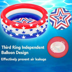 47.5" X 12" Inflatable Kiddie Pool, 2PACK American Flag Swimming Pool, 3 Ring Summer Swimming Pools for Toddler Kids Outdoor Garden Backyard Water Party, Age 3+