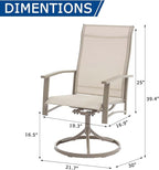 Patio Swivel Chairs Set of 2, Outdoor Swivel Chairs with Armrest, High Back Patio Chair with Metal Frame, All-Weather Outdoor Dining Chair for Deck, Porch and Lawn, Ivory Beige