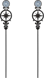 Touch of Class Pathways Reflective Driveway Marker Stake Set of Two for Outdoor Use | Compass Star Emblem Design | Personalized Tall Reflector Set of 2 | Black Durable Finish