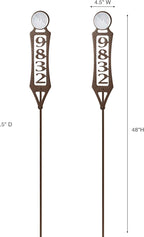 Pathways Vertical Custom Reflective Driveway Marker Set of Two | Personalize with 1-5 House Numbers or Last Name | Weathered Bronze Finish for Outdoors Year-Round | Address Reflector Stake Set