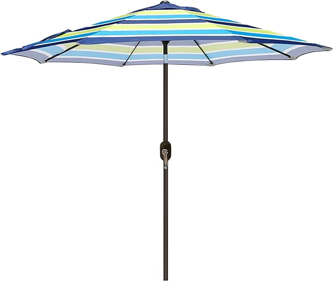 Blissun 9' Outdoor Patio Umbrella, Outdoor Table Umbrella, Yard Umbrella, Market Umbrella with 8 Sturdy Ribs, Push Button Tilt and Crank