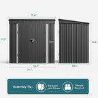 Gizoon 6' x 4' Outdoor Storage Shed with Double Lockable Doors, Anti-Corrosion Metal Garden Shed, Waterproof Shed Outdoor Storage Clearance for Backyard Patio Lawn-Dark Gray