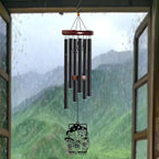 Personalized Customize Name Fantasy Mushroom Wonderland Wind Chime, Metal Iron 37 Inch Outdoor Memorial Gift for Garden Yard Patio Home Decor, Black (Style H)