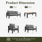 LayinSun 7 Piece Aluminum Outdoor Furniture Set with Coffee Table, Outside Patio Deep Seating Conversation Set with Upgraded Washable Thick Cushion