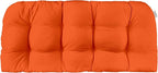 RSH DECOR: Sunbrella Tufted Wicker Loveseat Cushion | 44" x 22" | Water and Fade-Resistant Performance Fabric | Outdoor Settee Cushion for Patio Furniture | Canvas Melon