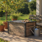 230 Gallon Deck Storage Box Outdoor Patio Container (Ash Wood Brown)
