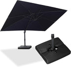 PURPLE LEAF 10' × 13' Patio Cantilever Umbrella with Base Outdoor Rectangle Adjustable Offset Umbrellas with 360-degree Rotation and 8 Heavy Duty Metal Ribs for Garden Deck Pool Navy Blue