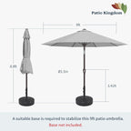 9FT Patio Umbrella Outdoor Table Umbrella w/Push Button Tilt and Crank, 8 Sturdy Ribs, UV Resistant Waterproof Market Umbrella for Pool, Deck, Backyard, Garden, Light Gray
