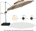 PURPLE LEAF 10 Feet Patio Umbrella Outdoor Round Umbrella Large Cantilever Umbrella Windproof Offset Heavy Duty Sun for Garden Deck Pool Patio, Beige