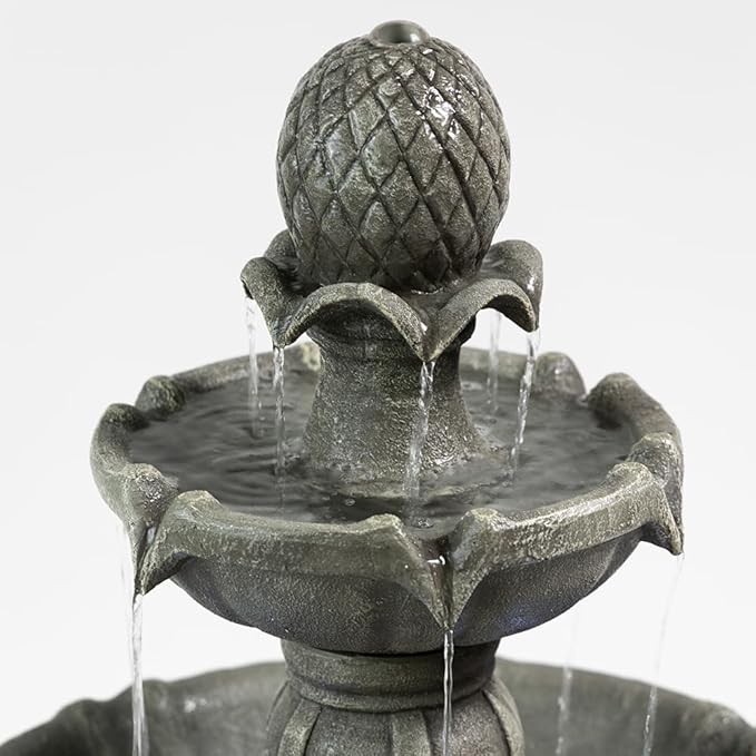 3 Tiered Outdoor Water Fountains –42.2 in. Tall Waterfalls, Elegant Water Feature for Garden, Yard, Patio, Home Decor (Grey)