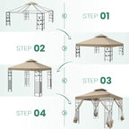 COBIZI 10x13 Gazebo with Improved Cold-Proof Nettings Winter Gazebos on Clearance Heavy Duty Gazebos Double Roof with Metal Frame Gazebo Tent for Patio, Deck (Frame Thickened