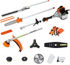 56cc 2-Cycle Gas Multi-Trimmer | 8-in-1 String Trimmer w/Rotatable 40” Pole Saw, Weed Eater Weed Wacker, Brush Cutter & Hedge Trimmer Gas for Lawn, Yard, Garden Care, All-in-one Garden Tool