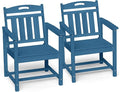 Ciokea Outdoor Patio Dining Chair Set of 2, HDPE Porch Chairs for Dining Table, All-Weather Durable Outdoor Furniture for Backyard, Garden, Lawn & Poolside, Navy Blue