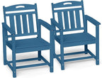 Ciokea Outdoor Patio Dining Chair Set of 2, HDPE Porch Chairs for Dining Table, All-Weather Durable Outdoor Furniture for Backyard, Garden, Lawn & Poolside, Navy Blue