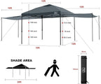 KAMPKEEPER 10x10 Easy Pop Up Canopy Tent with Sidewalls, Instant Outdoor Shade Shelter with Removable 10FT Sun Walls, Quick Setup Waterproof and UV-Resistant for Patio (Dark Gray, 2 sidewall)